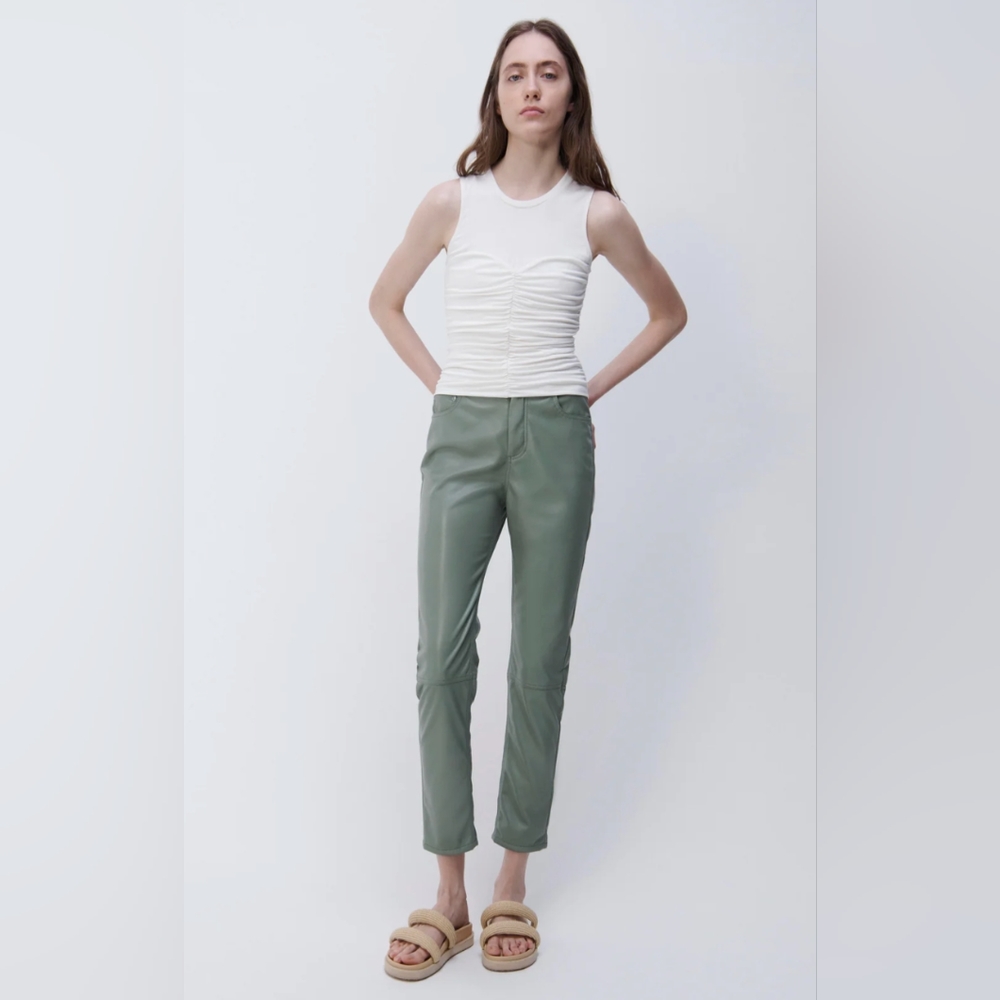 Jonathan Simkhai River Vegan Leather Pant in Seagrass - SZ 4